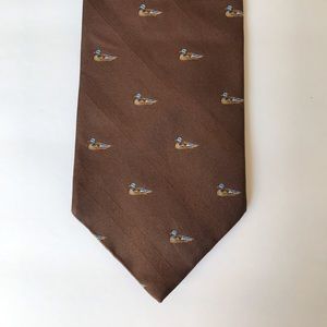 Vintage Brooks Brothers Makers Brown Tie w Ducks